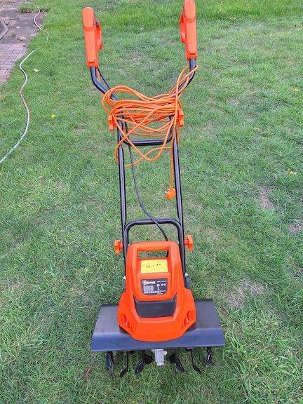 Electric Garden Tiller/Cultivator – Orange, 230V 1500W 400mm working width. As Good As New