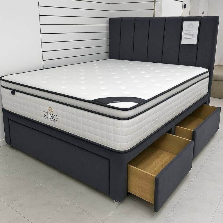 Modern DIVAN 5FT King Size Bed Base >> Storage Drawers + Mattress Included >> Flat 20% Off >>