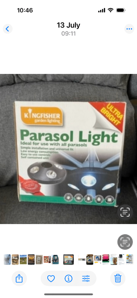 Kingfisher Parasol Light - Ultra Bright LED, New in Box