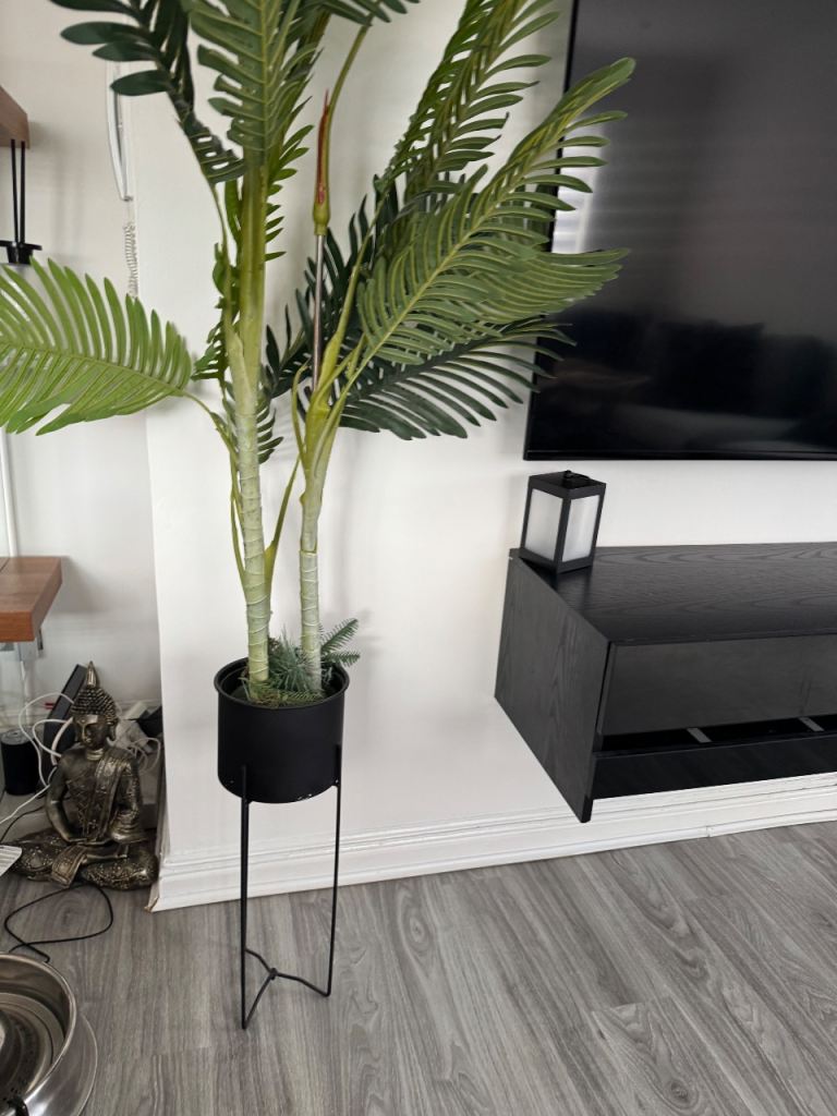 Black Tall Plant Stand With Pot 