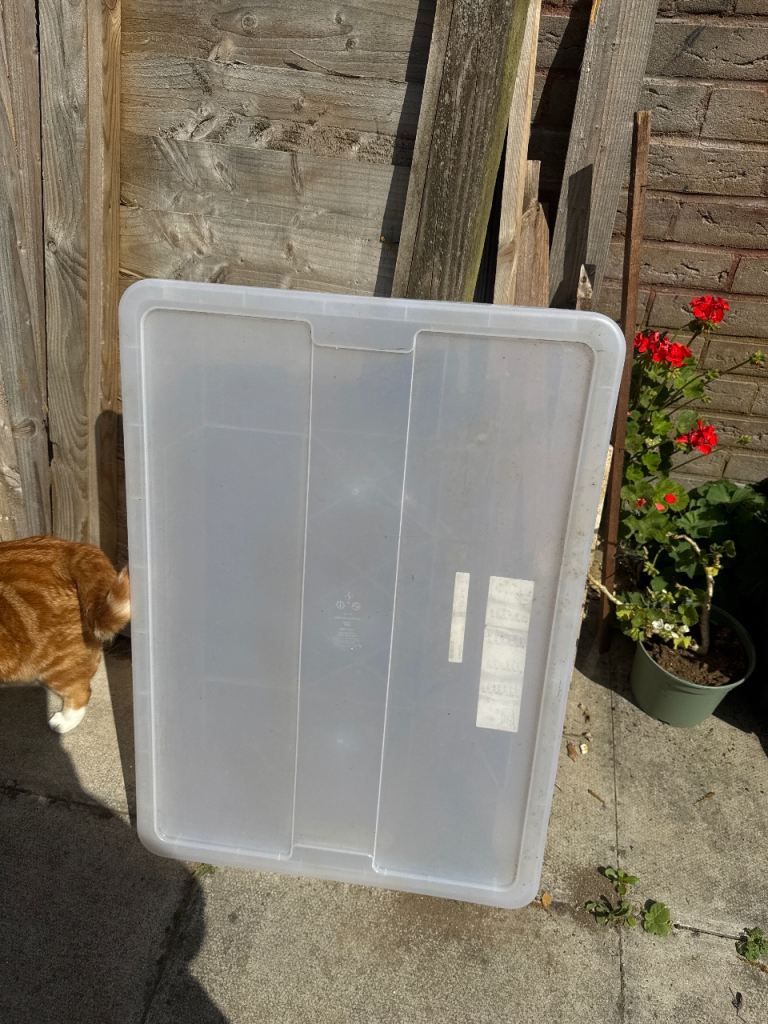 XL plastic storage box fits under bed