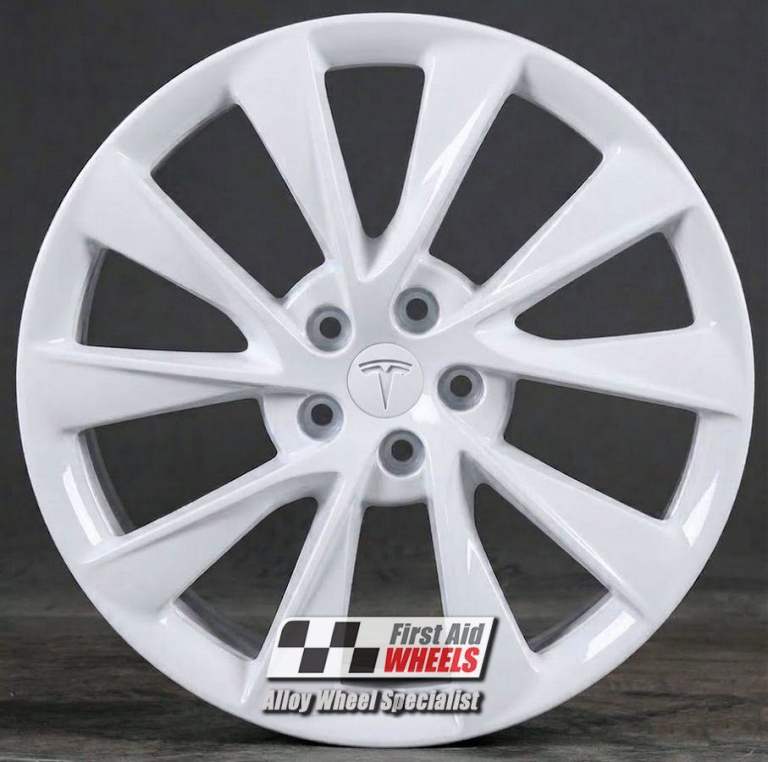 R658W Swap TESLA MODEL S 4x 21'' GENUINE TWIN TURBINE GLOSS WHITE ALLOY WHEELS