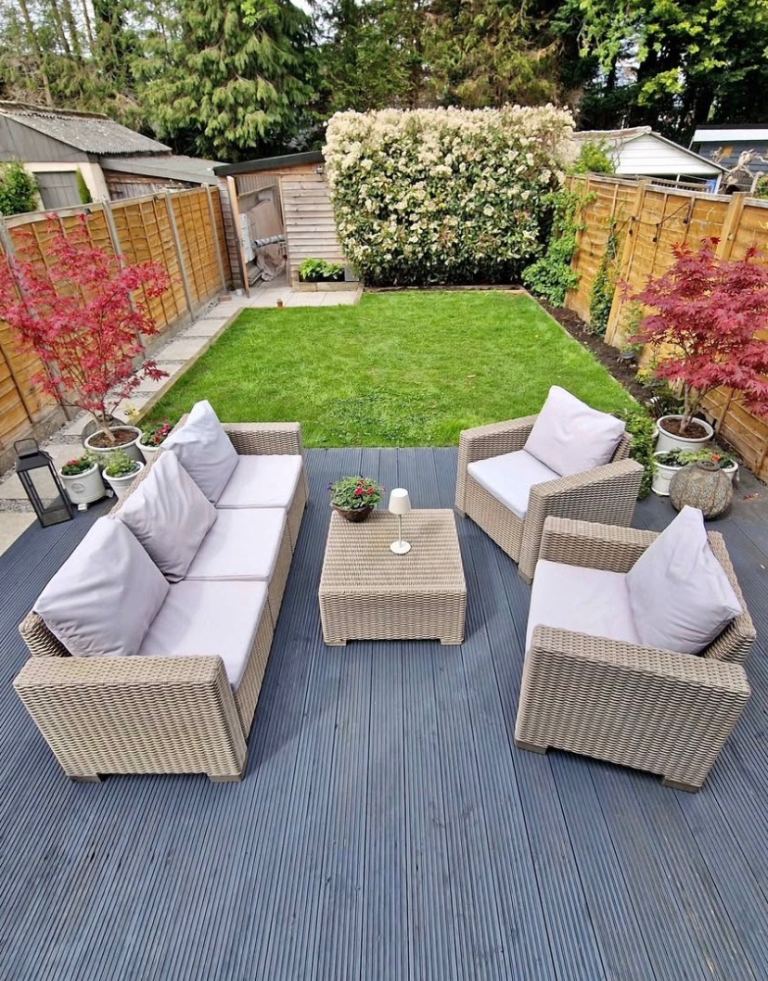 5 seat composite rattan garden sofa and chair set