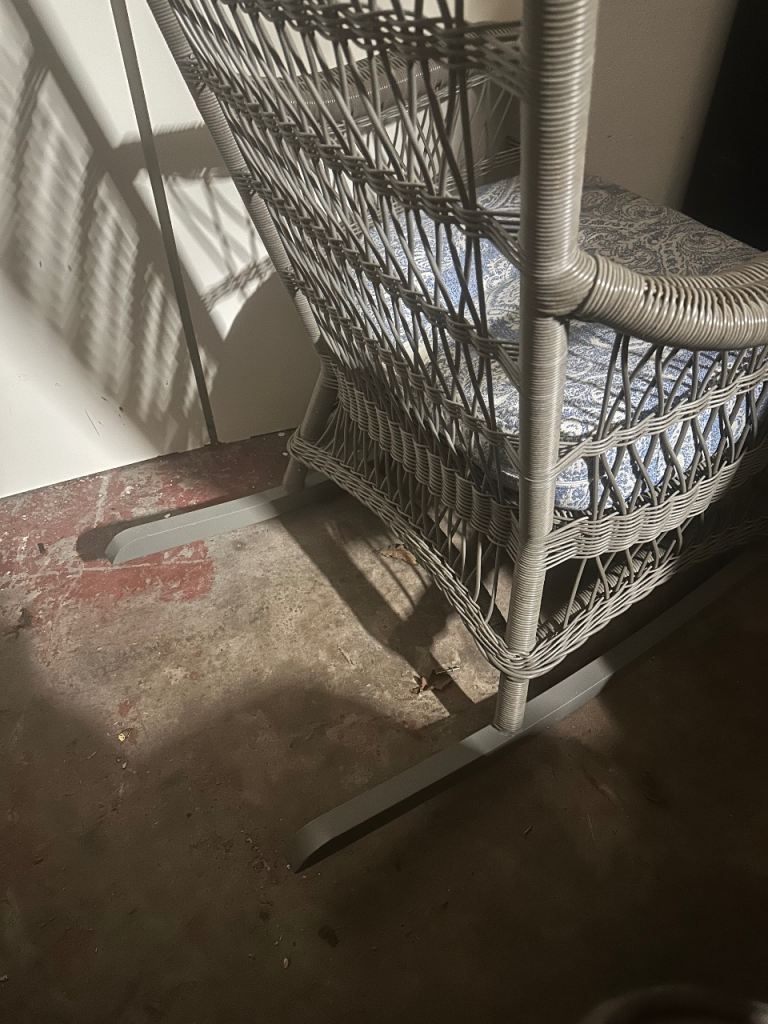 Grey Woven Rattan Style Rocking Chair with Cushion – Good Condition