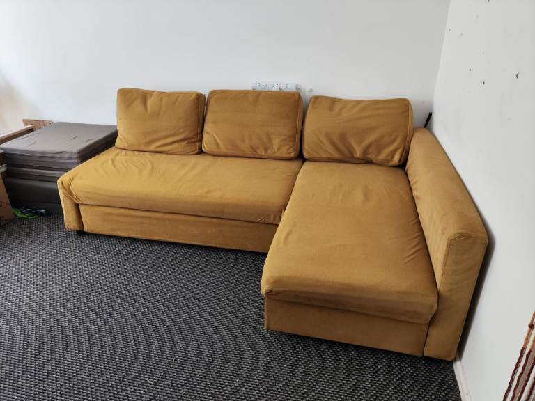 FREE Good Condition Yellow Corner Sofa Bed with Storage - IKEA FRIHETEN