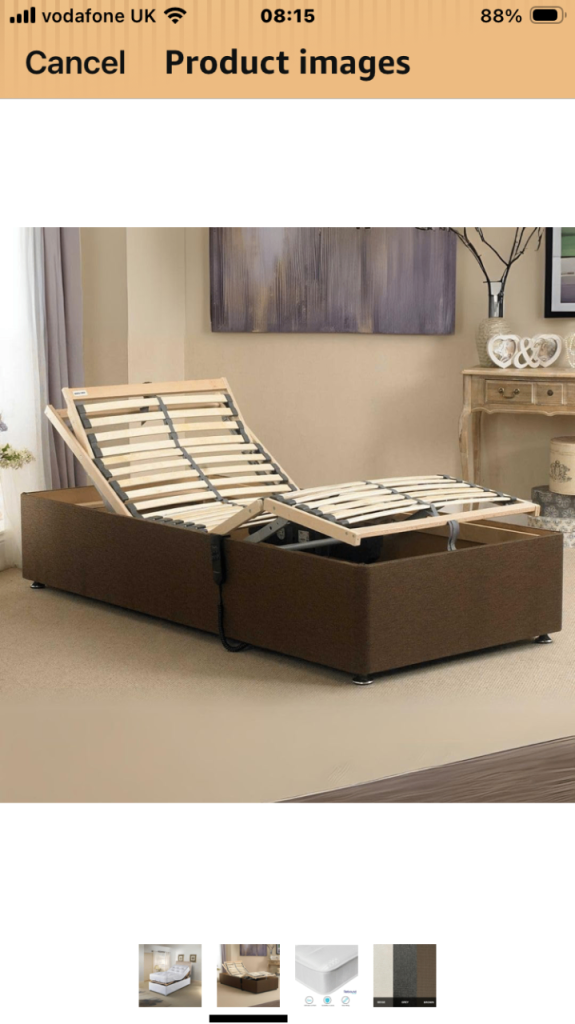 Electric adjustable bed small double 120cm x 200cm - Grey