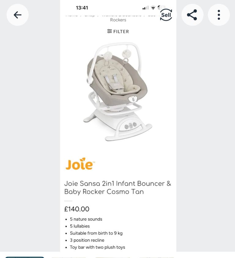 Joie Sansa 2-in-1 Baby Swing and Rocker – Good Condition
