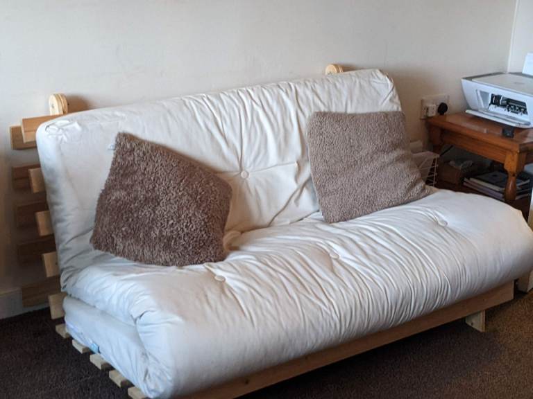 Double futon mattress and wooden frame 