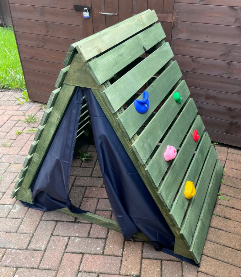 Stained Handmade Wooden Children’s Climbing Den Frame