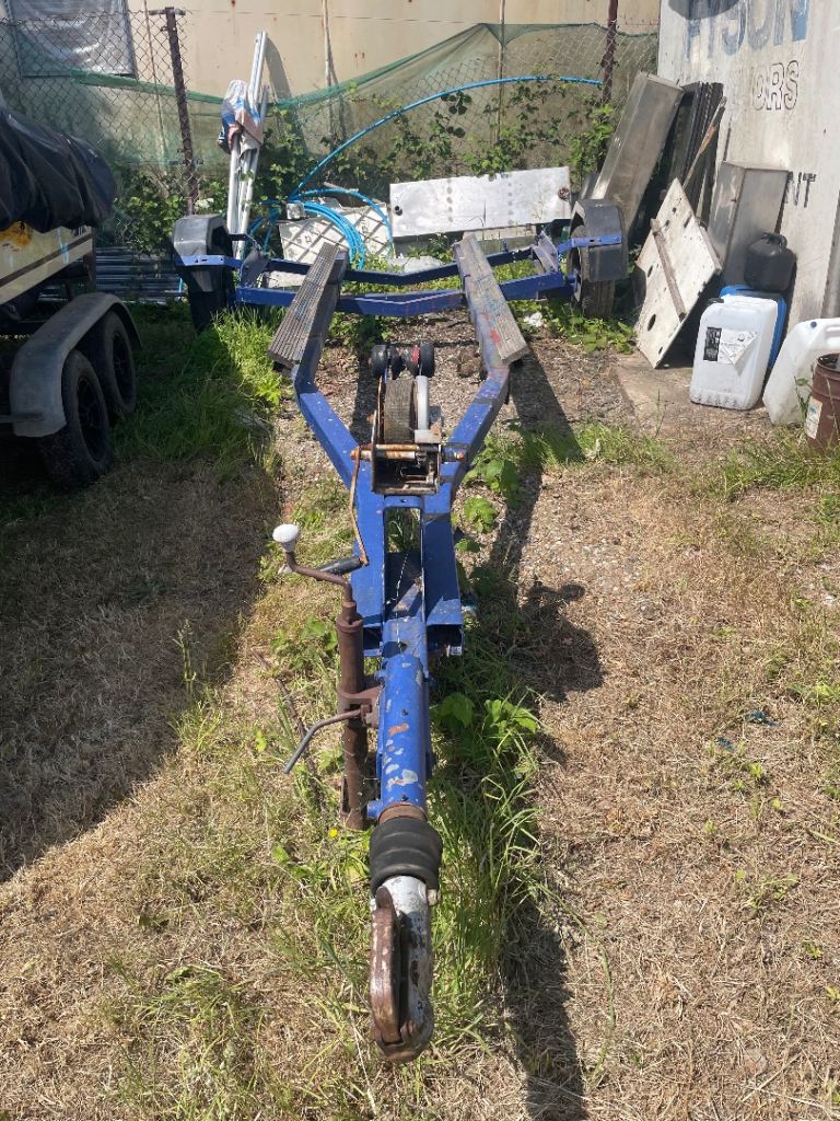 Blue Boat Trailer Frame - Fair Condition, Solid Build