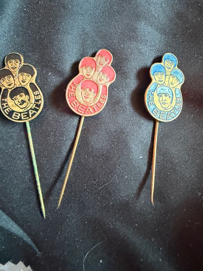 Vintage Beatles Pin Badges Set – Three Original Pins