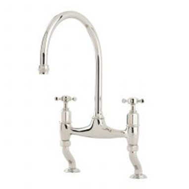 Perrin and Rowe Deck-Mounted Ionian with Crosstop Handles Satin Brass