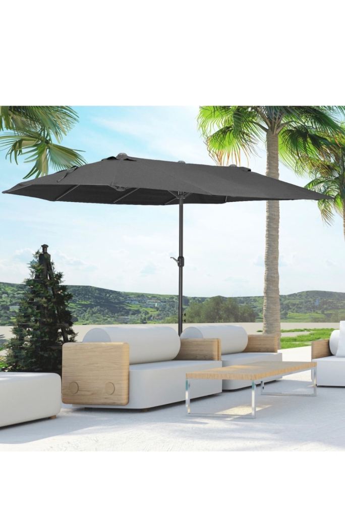 Outsunny 4.6M Double-Sided Garden Parasol – Extra Large Patio Umbrella (Black)