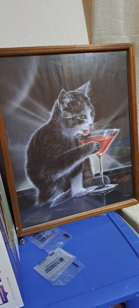 Cat,with glass wine 
