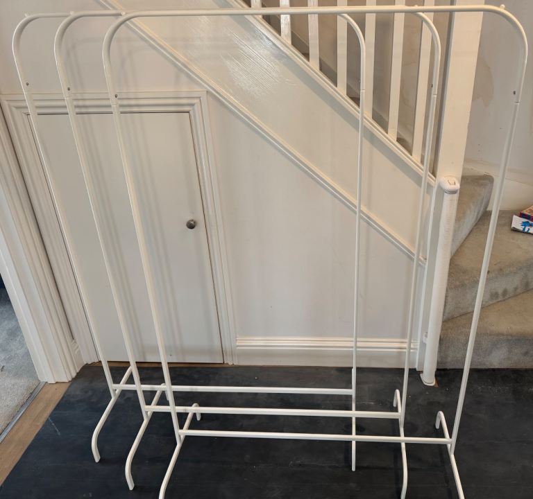 3x White Metal Clothes Rail (IKEA MULIG) – Good Condition