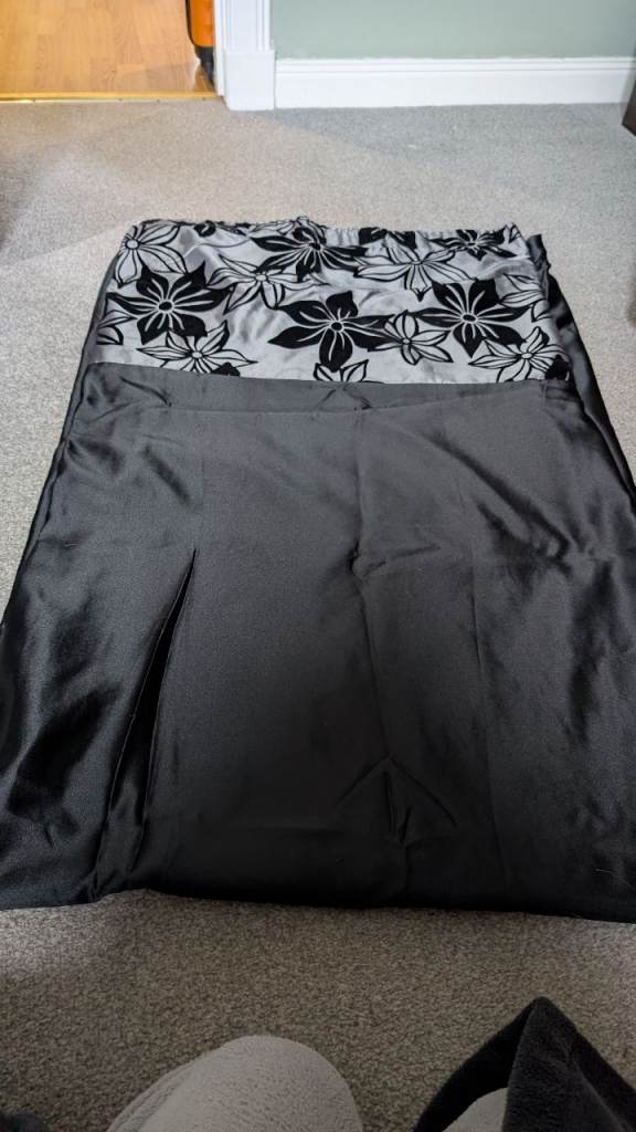 Beautiful black and silver lined floral curtains