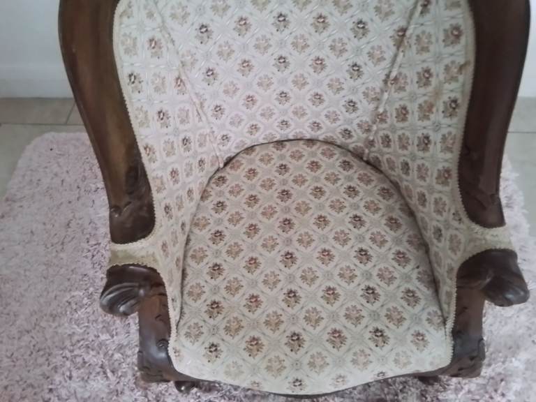 Chair Small Miniature Upholstered Armchair with Queen Anne Style Front Legs (Vintage)