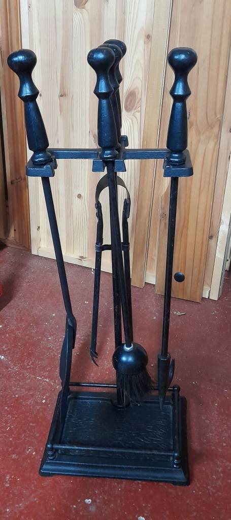 Black Metal Fireplace Companion Set – As New Condition