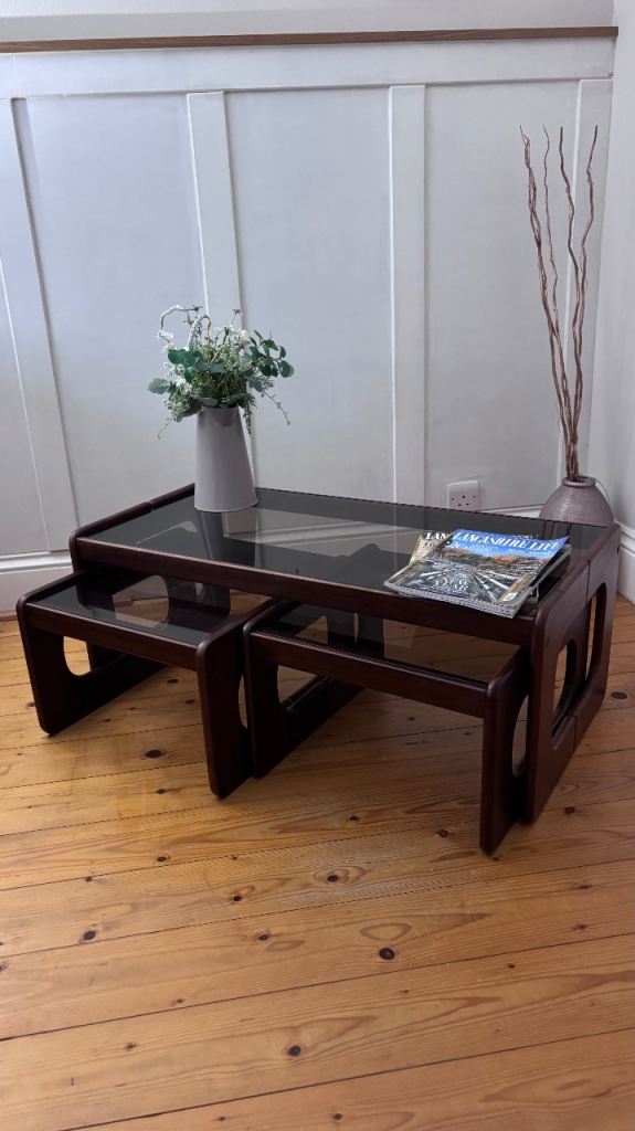 Mid century coffee table with nested tables 