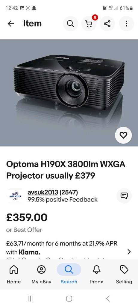 Optoma H190x 3800lm WXGA Projector