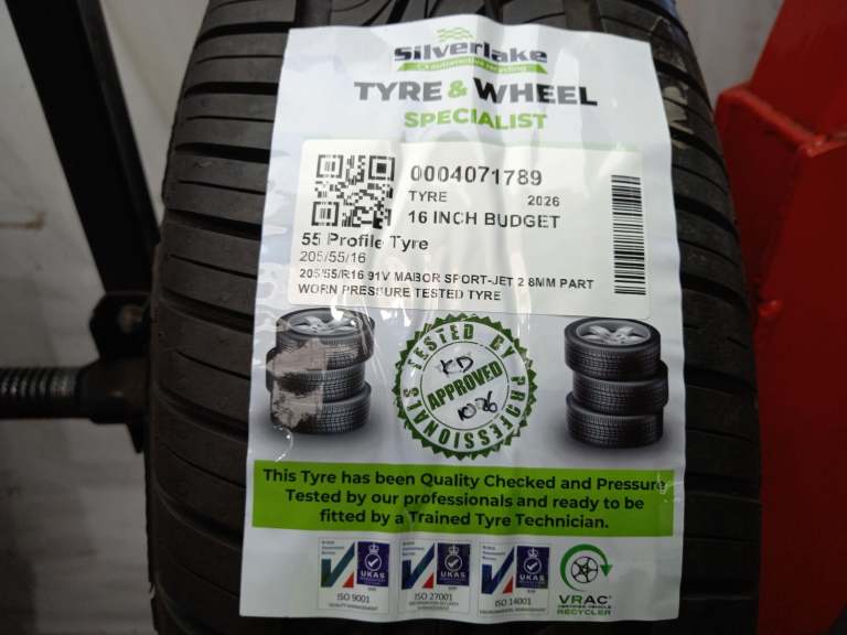 205/55/R16 91v Mabor Sport-Jet 2 8mm Part Worn Pressure Tested Tyre