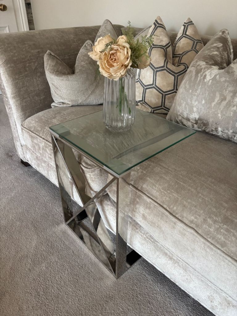 Modern Chrome and Glass Side Table – Good Condition