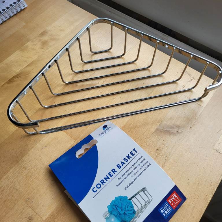 Brand new unused Chrome corner shower basket