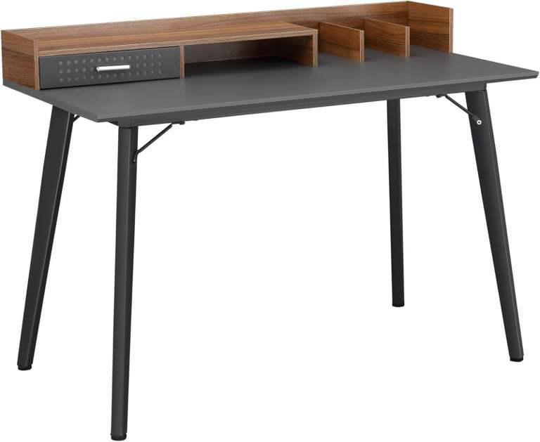 Modern Grey Desk with Storage – Good Condition