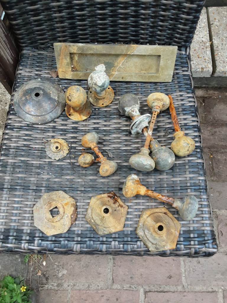 Brass door furniture door knob handle letterbox free
