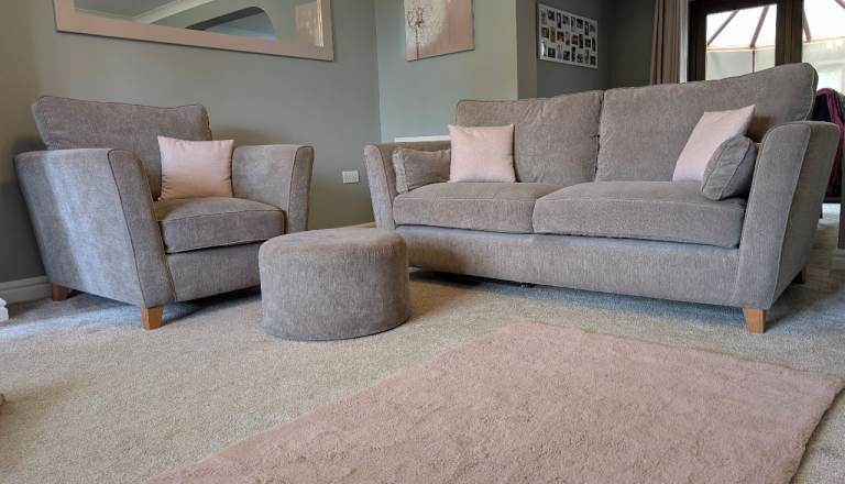 Sofa, chair, footstool set