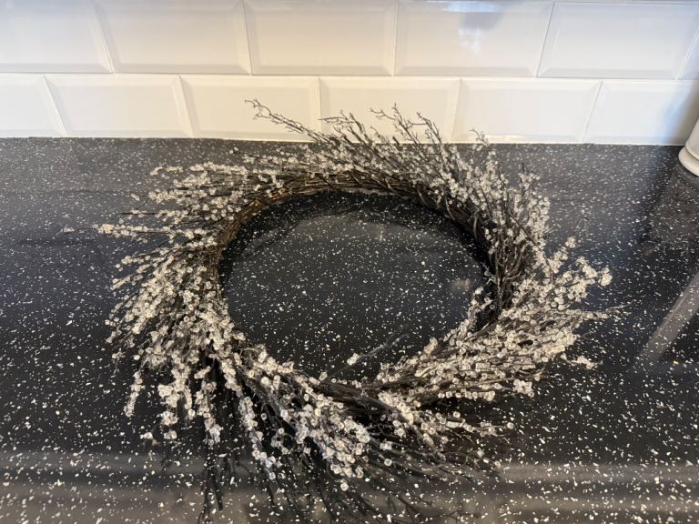 Beautiful Sparkling Iced Twig Wreath 18" Handcrafted Sparking Crystal Twig Wreath