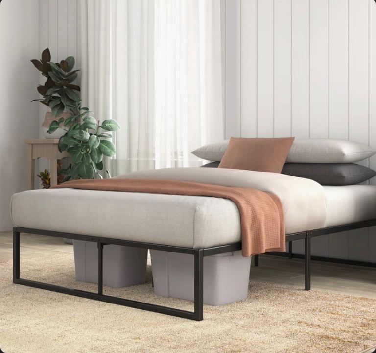 Space-saving Metal Platform Double Bed Frame