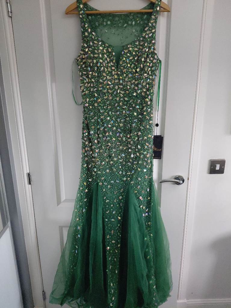 Emerald green y2k bling dress size 14 was £650 wedding indian wedding engagagement 