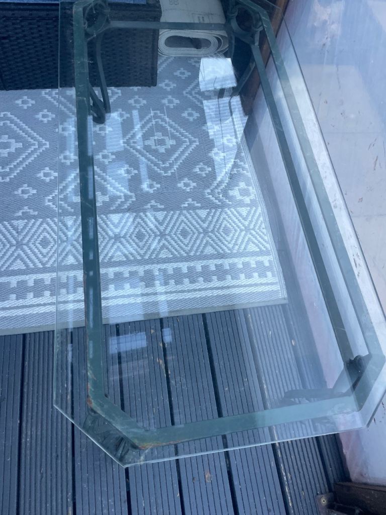 Cast iron glass top table 