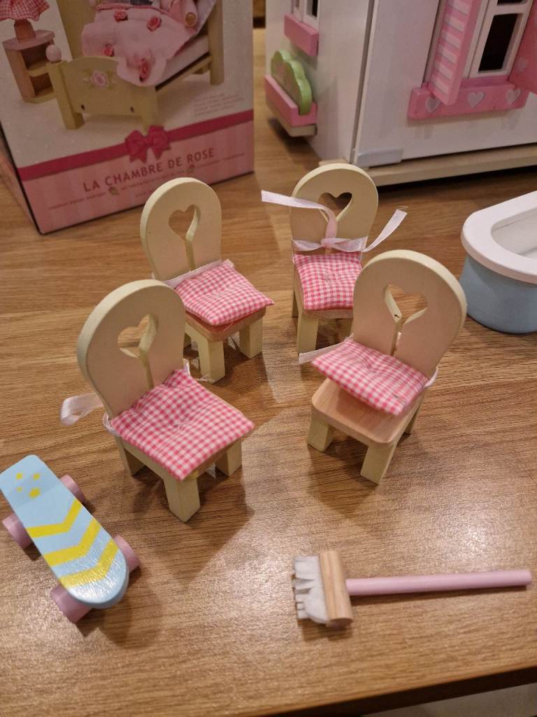 Dolls House with family, car and LOADS of furniture