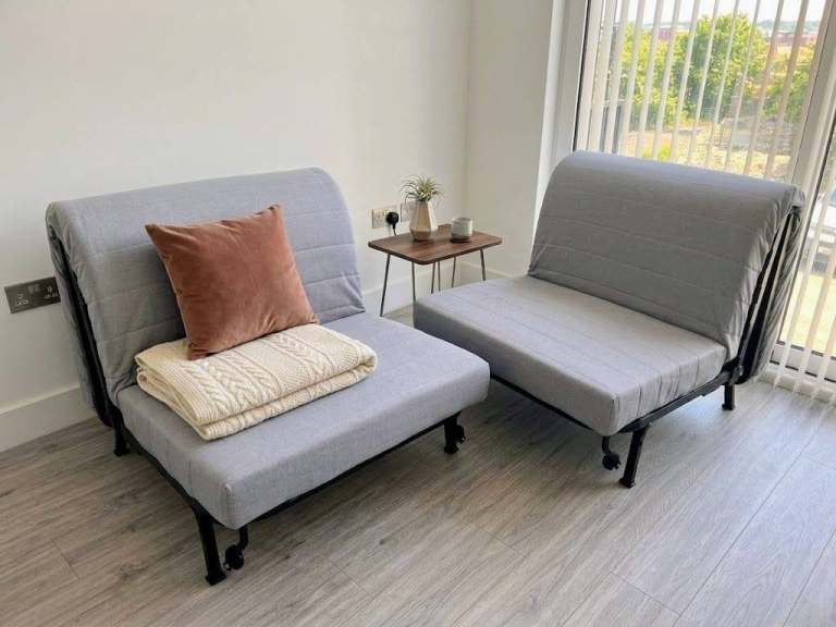 Sofabed 2 x single futon PAIR & cover IKEA lycksele durable visual striking mattress sofa chair bed 