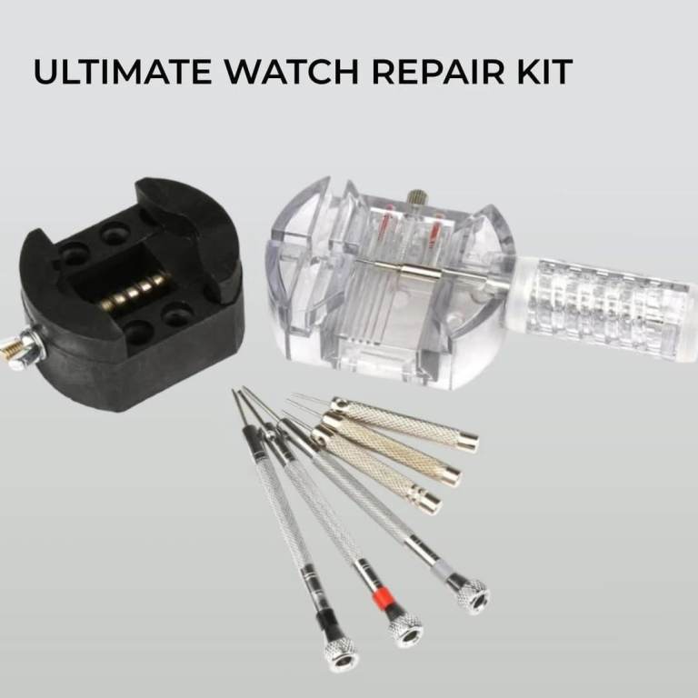 H&S 147pcs Watch Repair Tool Kit Strap Link Pin Removal Adjustment Tool Kit Back