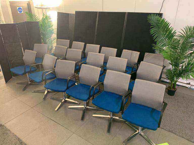 6 Orangebox Workday WD-CFA meeting conference boardroom blue and grey mesh chair £99 Each Chair