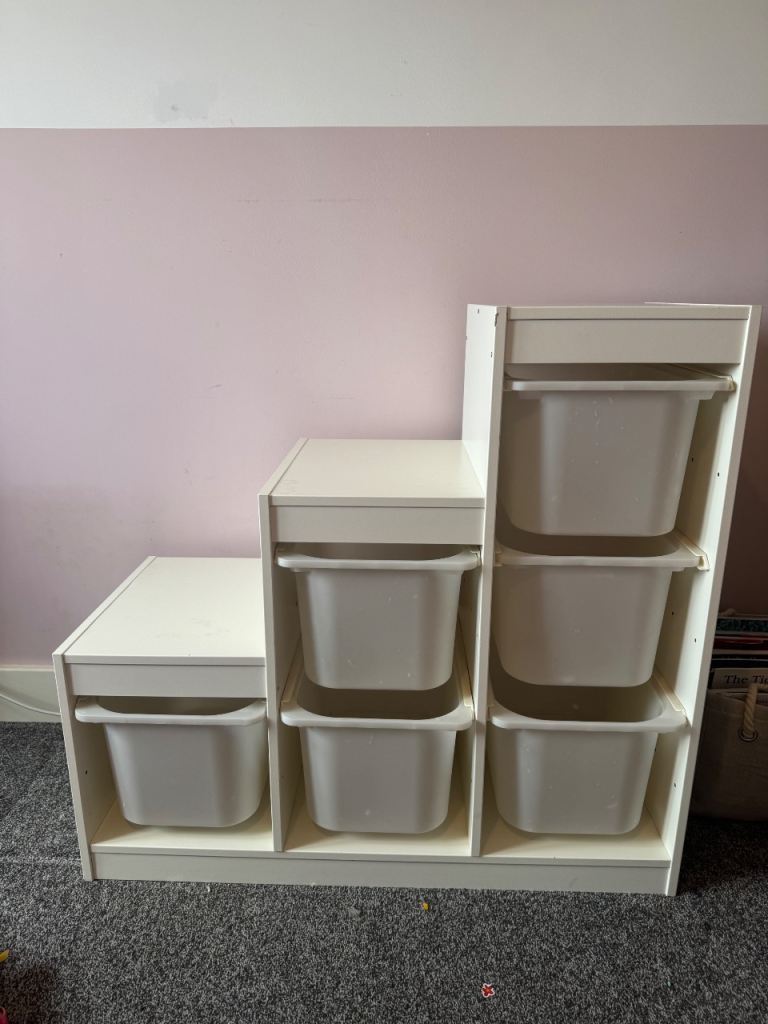 IKEA Trofast Storage Unit with Bins – White, Good Condition