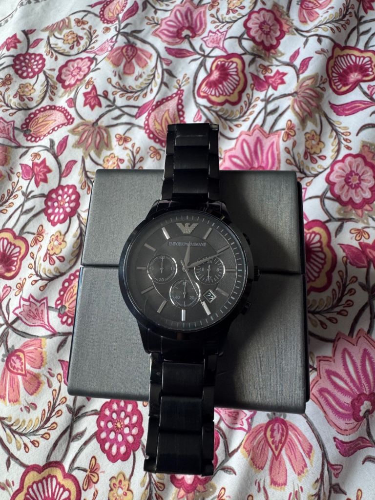 Emporio Armani stainless steel black watch