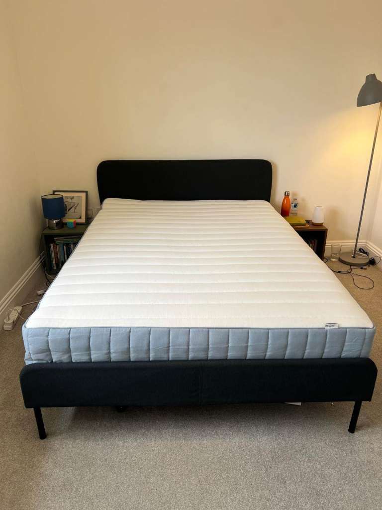 Double Bed Frame with Mattress – Bought last year. Easy to dissmantle