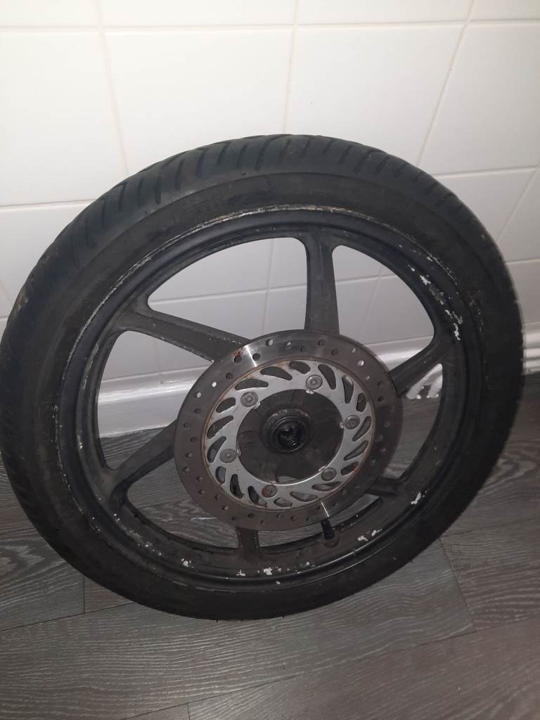 Bargain spare 80/100-17 tyre & wheel ,Honda cbf 125 front wheel diskbreak