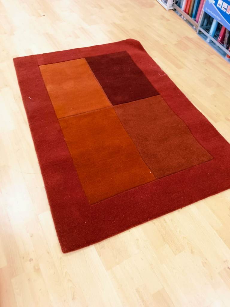 Red Burgandy NIMBUS Handmade Indian Rug / Large High-Quality Wool pile 120 cm x 190 cm (Was £109.99)