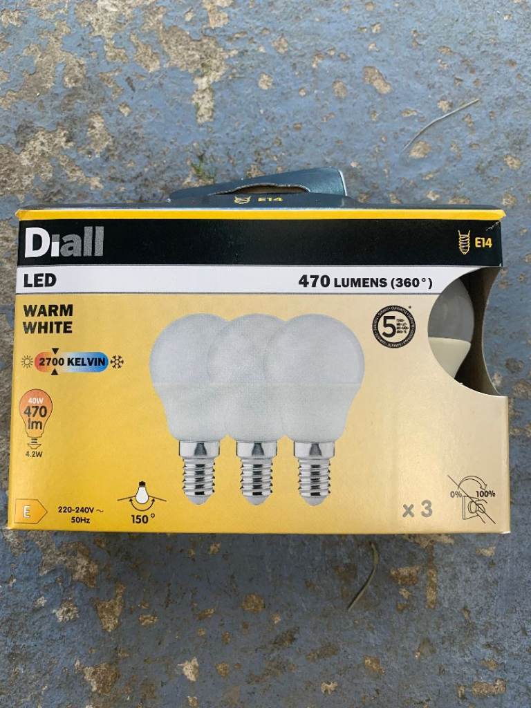 Dial 470 lumen warm white E14 bulbs pack of 3