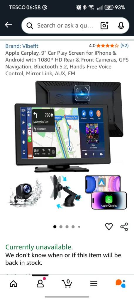 Front & rear camera with Apple/Android car play 