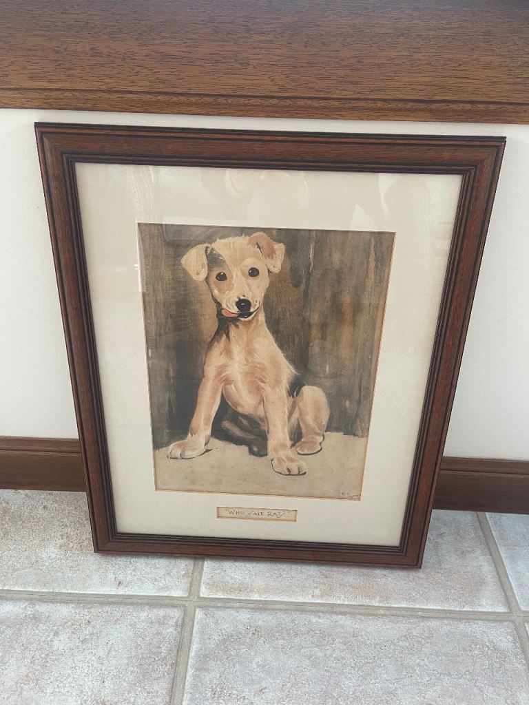 Large Vintage Print by Cecil Aldin of a Jack Russell Terrier 1930s
