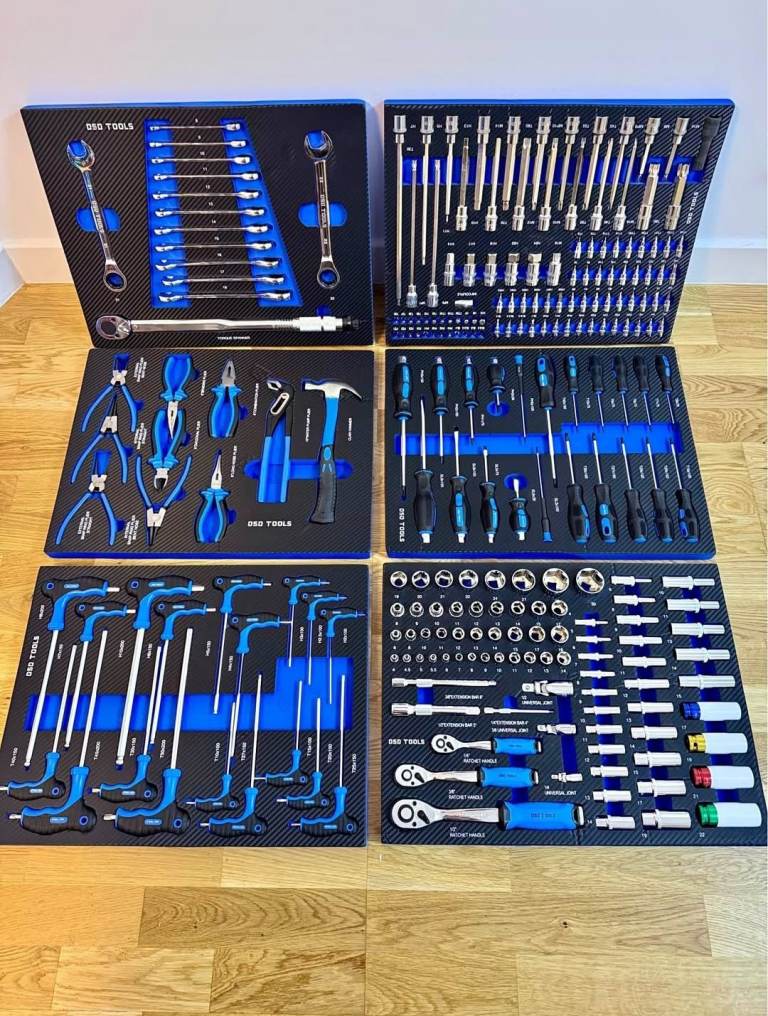 6-Foam Tool Set – Sockets, Bits, Spanners, Torque Wrench & More (Complete Kit)