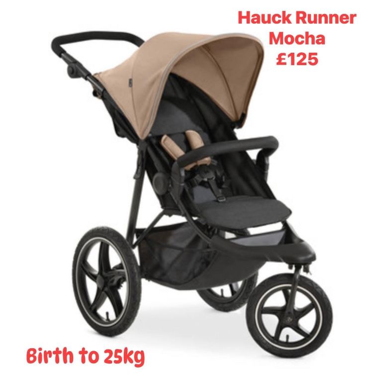 image for Brand new Hauck Runner sporty all terrain 3 wheeler pram pushchair mocha birth to 25kg 