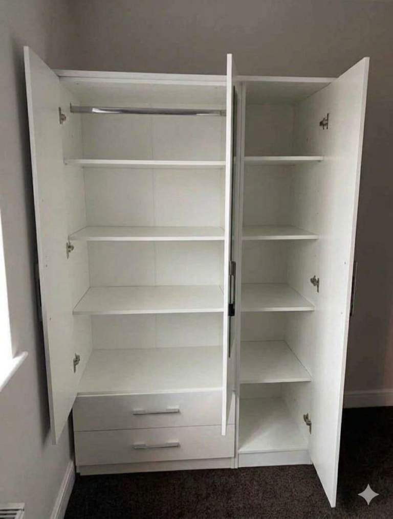 IKEA PAX 3 Door Wardrobe with Shelves For Sale 