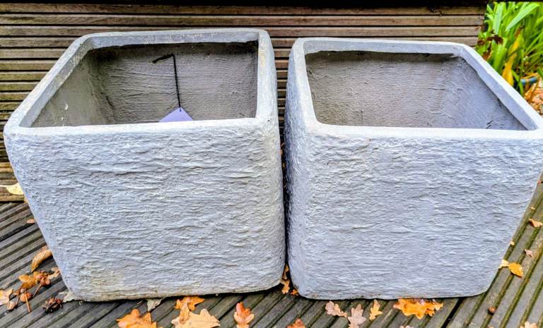 2 x large grey planters plant pots